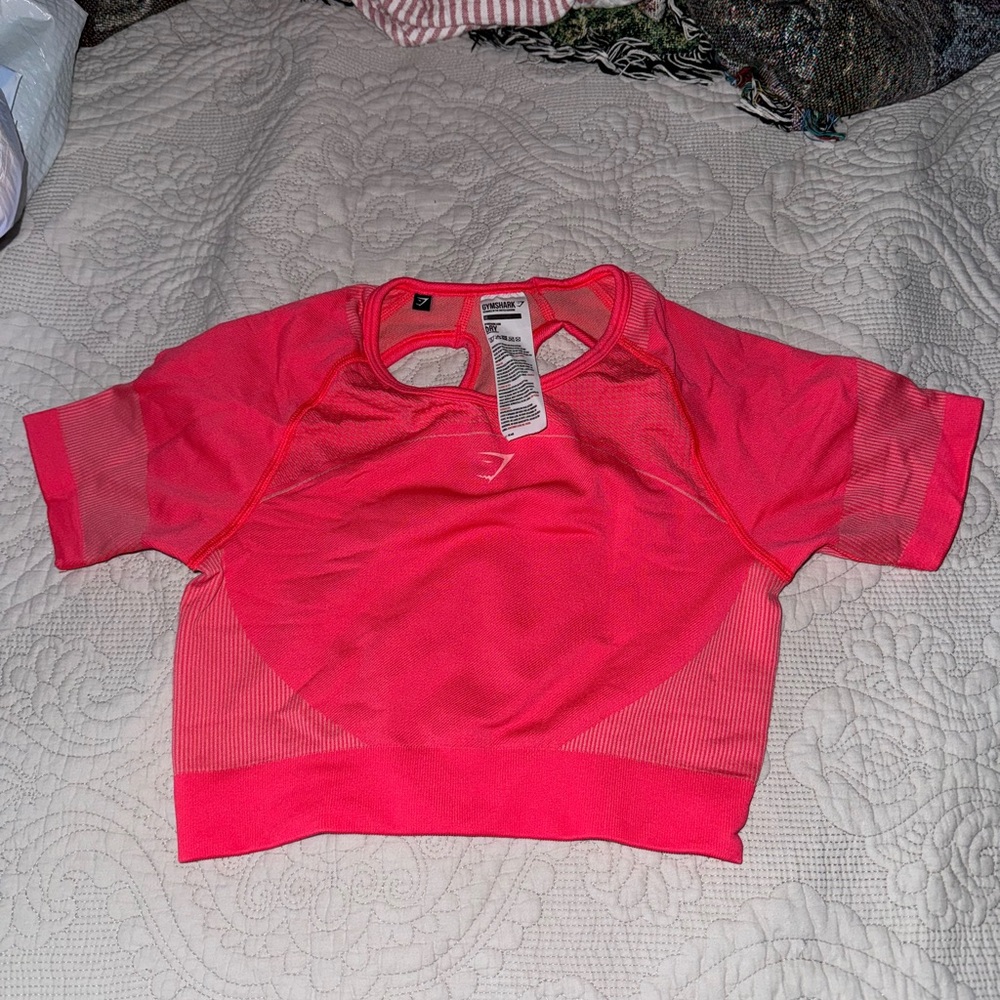 5- ULTRA SEAMLESS GYMSHARK CROP TOPS- BLACK, BLUE, PINK, TEAL, & ORANGE MEDIUM - Picture 7 of 15